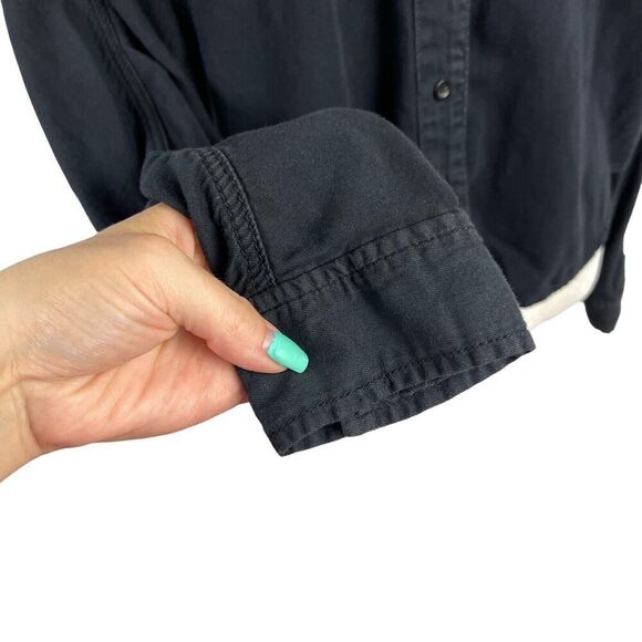 BDG Denim Ombre Shirt Womens Medium Long Sleeve Chambray Button Down Boxy Black - Picture 4 of 11